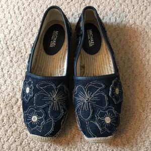 Michael Kors denim floral espadrilles